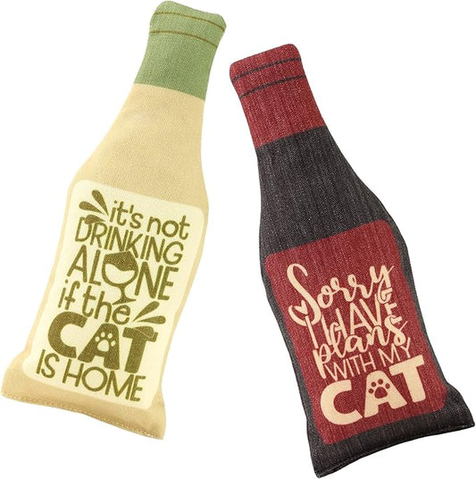 Wine Bottle Catnip Toys for Cats and Kittens Plush Wine Bottle - Funny Cat Toy Moscato and CATbernet - Cat Nip Toy for Wine Drinking Cat Moms and Dads - PAWPICO