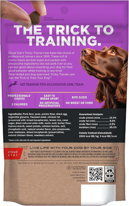 Cloud Star Tricky Trainers Soft & Chewy Dog Training Treats 5 oz Pouch, Liver Flavor, Low Calorie Behavior Aid with 130 treats - PAWPICO