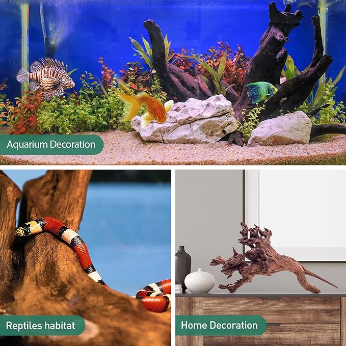 WDEFUN Natural Driftwood for Aquarium Decor, 5-Piece 5''-8'' Large Driftwood for Decorations on Fish Tank, Reptiles Bearded Dragon Accessories or Air Plants WDEFUN