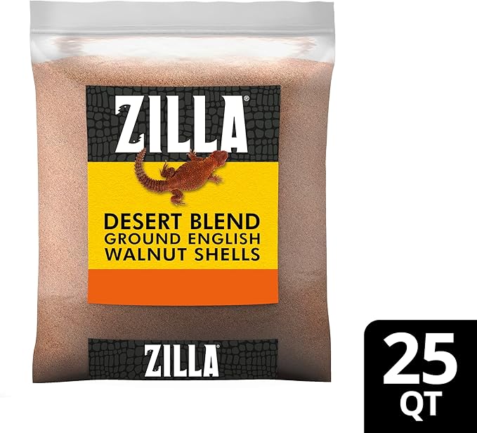 Zilla Desert Blend Substrate, Glass-Friendly Alternative to Sand, Made with 100% English Walnut Shells, Ideal for Desert Reptiles, 25 Quarts Zilla