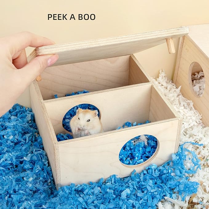 Niteangel Birch Chamber-Maze Hamster Hideout - Small Pets Woodland House Habitats Decor for Hamster Mice Gerbils Mouse Niteangel