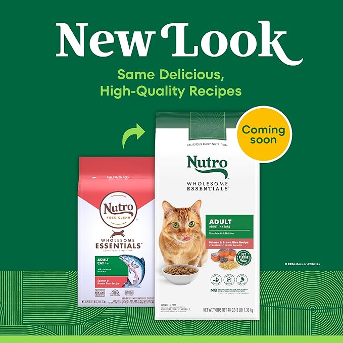 NUTRO WHOLESOME ESSENTIALS Adult Natural Dry Cat Food Salmon & Brown Rice Recipe, 3 lb. Bag - PAWPICO