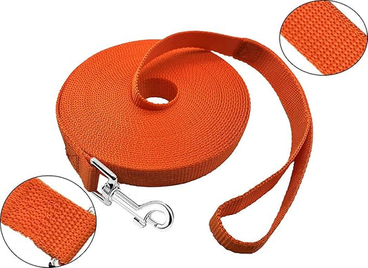 15ft 20ft 30ft 40ft 50ft Long Dog/Puppy Lead Obedience Recall Training Dog Leashes for Small Medium Dogs Camping, Training, Play, or Backyard (20 FT, Orange) PETGOGO