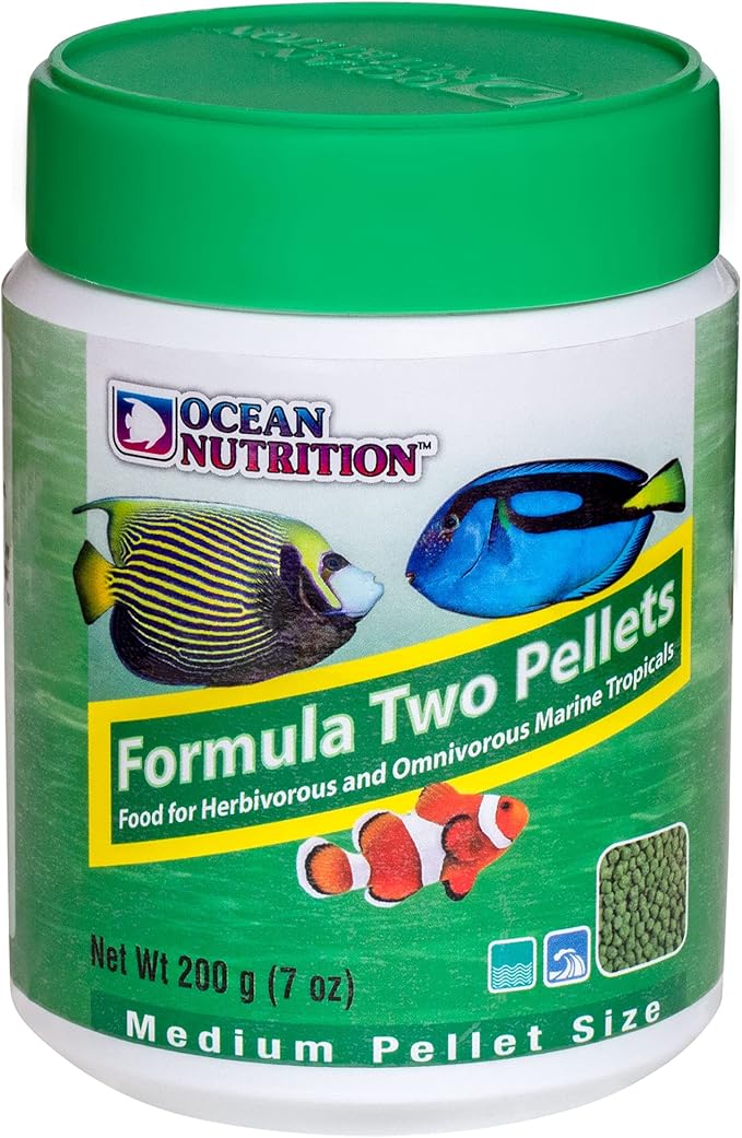 Ocean Nutrition Formula Two Pellets - Fish Food for Herbivorous & Omnivorous Marine Tropical Fish, High Protein(40%) - 7 oz (200 g) Medium Pellets OceanNutrition