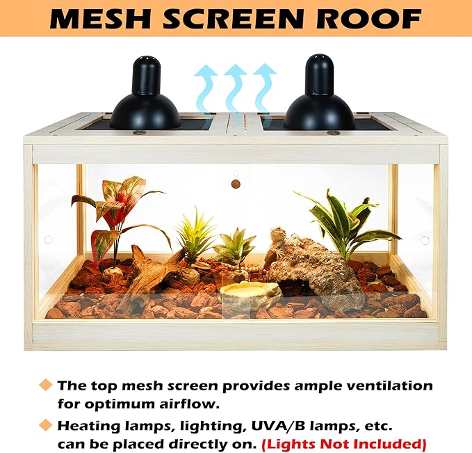 37 Gallon Terrarium, Reptile Habitat, Durable Quality, Suitable for All Types of Reptile, Hamsters, Snakes, Oak Color PROLEE