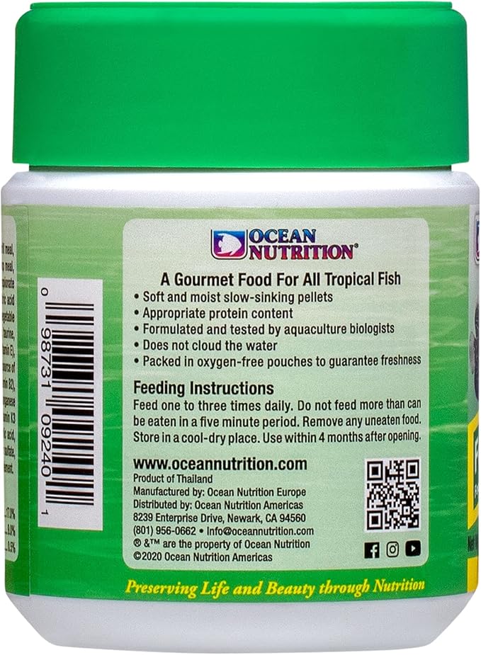 Ocean Nutrition Formula Two Pellets - Fish Food for Herbivorous & Omnivorous Marine Tropical Fish, High Protein(40%) - 3.5 oz (100 g) Small Pellets OceanNutrition