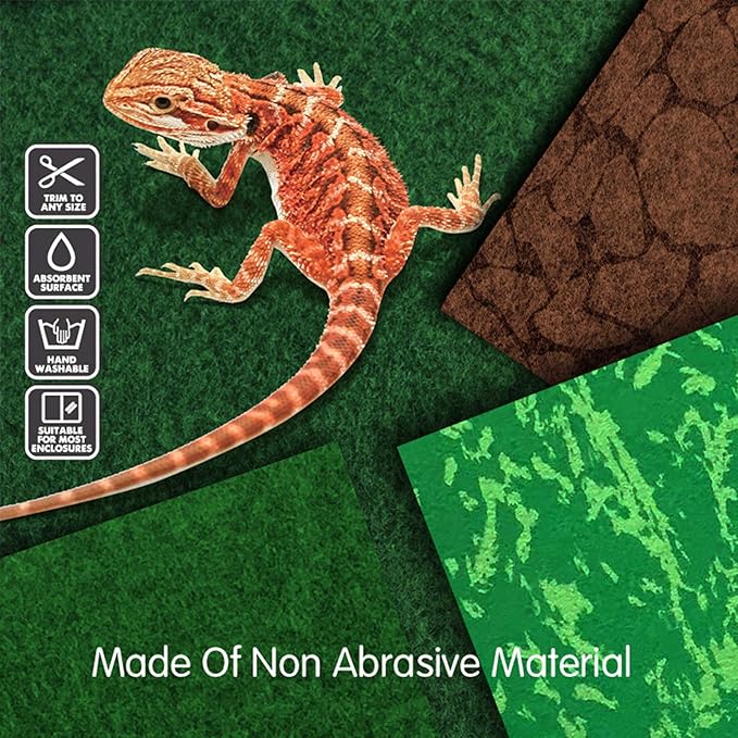 Reptile Carpet, 36 * 18in Pet Terrarium Liner,Reptiles Cage Mat/Substrate for Snakes, Chameleons, Geckos ands Kitchen Use(2sheets) with Tweezers Feeding Tongs bestchoiceforyourreptiles