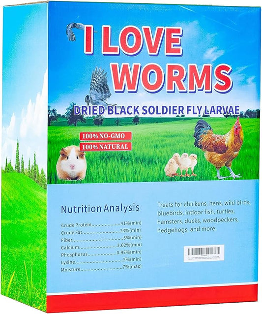 I LOVE WORMS Dried Black Soldier Fly Larvae (10lb), 100% Natural Non-GMO, Treat for Chickens, More Calcium Chicken Feed Than Mealworms ILOVEWORMS