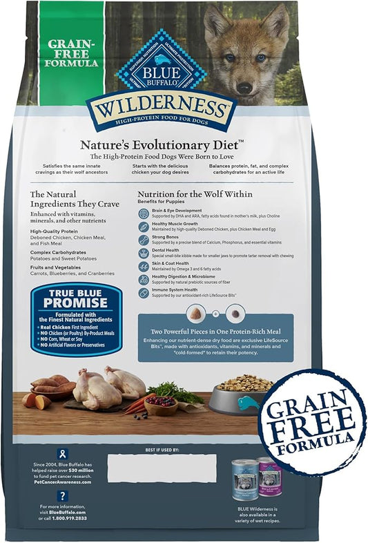 Blue Buffalo Wilderness Puppy High-Protein Dry Dog Food with Real Chicken, Grain-Free, Made in the USA with Natural Ingredients, Chicken, 24-lb Bag - PAWPICO