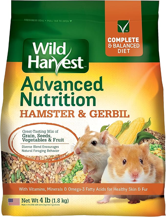 Wild Harvest Hamster and Gerbil Advanced Nutrition Diet, 4-Pound, Multicolor, One Size (E1950W), 4 pounds (Pack of 2) Wild+Harvest
