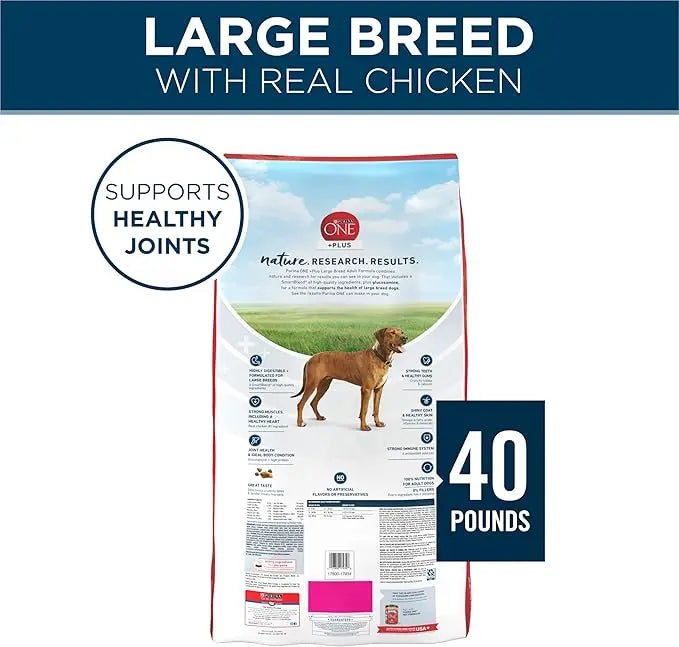 Purina ONE Plus Large Breed Adult Dog Food Dry Formula - 40 lb. Bag - PAWPICO