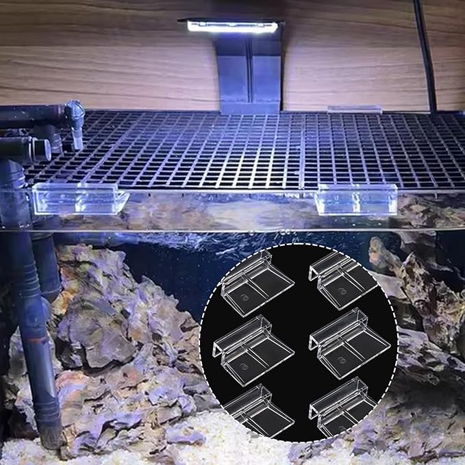 6 PCS Aquarium Lid Clips, 6mm Clear Acrylic Fish Tank Lid Holder for Rimless Aquarium Glass Top, Aquarium Cover Support Clamps Fish Tank Top Cover Hoods(6MM) PAWPICO