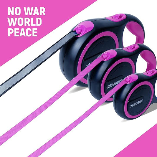 10 FT Retractable Dog Leash with No Tangle for Dog up to 33lbs, One-Handed Brake, with Non-Slip Handle, Strong Nylon Tape for Small and Medium Dogs LIEVUIKEN