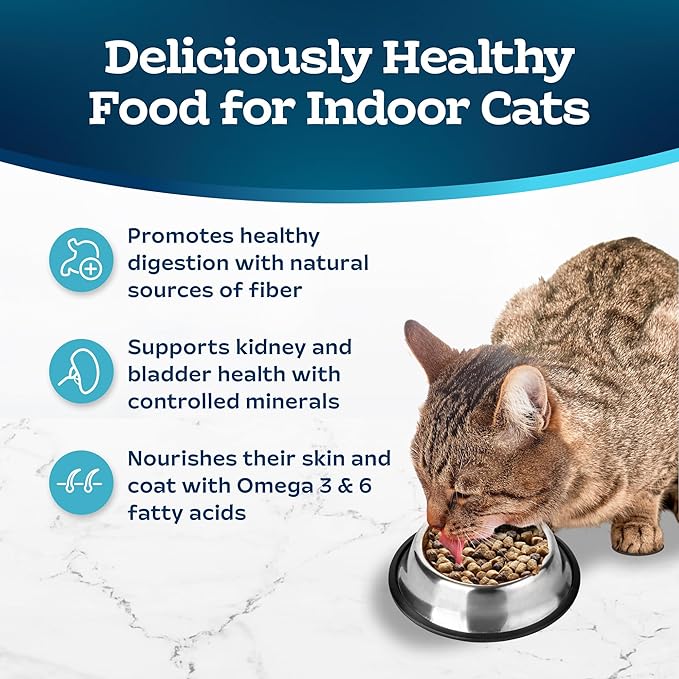 Blue Buffalo Tastefuls Adult Dry Cat Food Indoor Cat Formula, Made in the USA with Natural Ingredients, Chicken & Brown Rice Recipe, 3-lb. Bag - PAWPICO