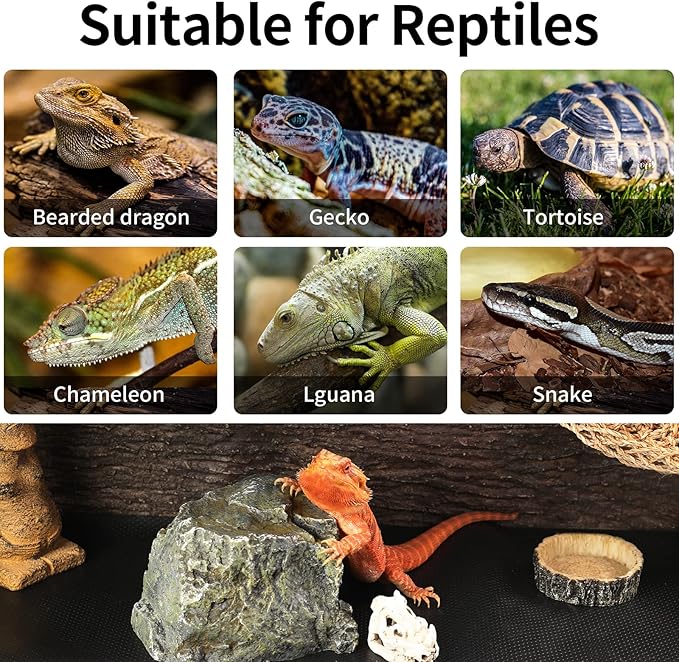 Bearded Dragon Tank Accessories, Reptile Carpet Bedding, Non-Adhesive Reptile Mat Warming Reptile Terrarium Liner Substrate for Leopard Gecko, Snake, Lizard, Tortoise, Iguana Black(18"x72") SISIPAILIFE