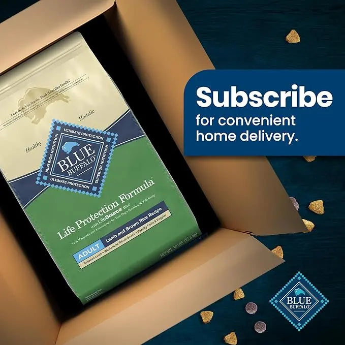 Blue Buffalo Life Protection Formula Adult Dry Dog Food, Helps Build and Maintain Strong Muscles, Made with Natural Ingredients, Lamb & Brown Rice Recipe, 30-lb. Bag - PAWPICO