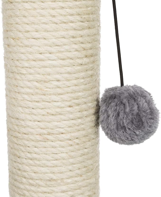 TRIXIE Baza 20-in Cat Scratching Posts, Durable Jute Cat Scratcher with Plush Hammock and Dangling Cat Toy, Gray - PAWPICO