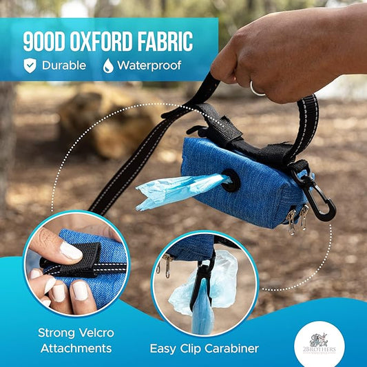 Premium Dog Poop Bag Holder for Leash - Convenient Dog Poop Bag Dispenser with Durable Design - Stylish Accessory for Easy Cleanup - Ideal for Dogs, Puppies, and Outdoor Walks - Blue - PAWPICO