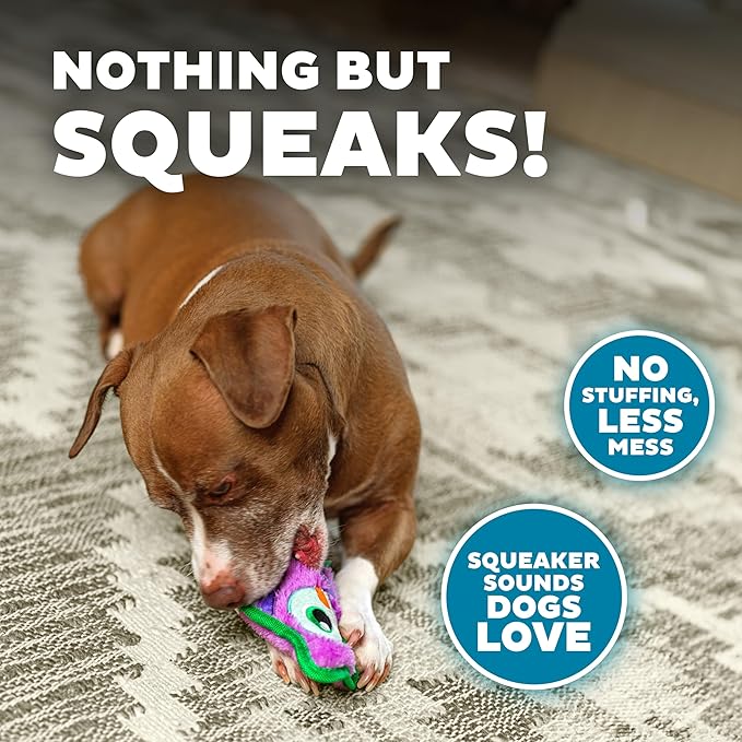 Outward Hound Durablez Tough Plush Squeaky Dog Toy, Owl, Purple, XS - PAWPICO
