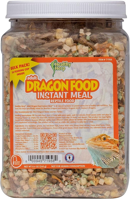 Bearded Dragon Food Instant Meal for Reptiles - Nutritious Bearded Dragon Accessories, Bearded Dragon Food - Made in USA - Quick Prep for Box Turtles, Lizards, Tortoises - 8.4 oz (240g) HealthyHerp