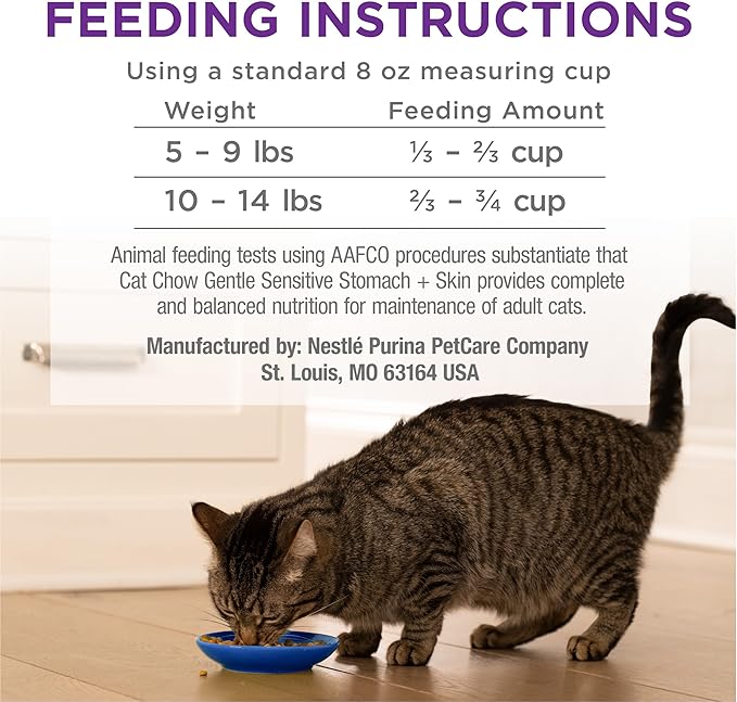 Purina Cat Chow Gentle Dry Cat Food, Sensitive Stomach + Skin - 13 lb. Bag - PAWPICO