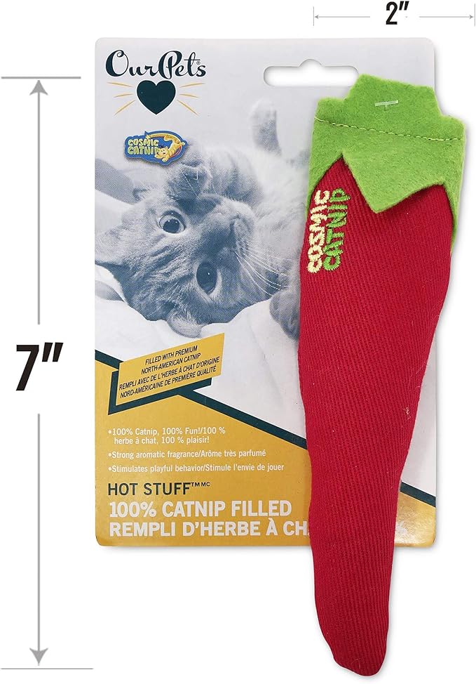 Cosmic OurPets 100-Percent North American Catnip Filled Chili Cat Toy-Hot Stuff (Interactive Cat Toy, Catnip Toys for Cats, Cat Chew Toy, Catnip Toys) - PAWPICO