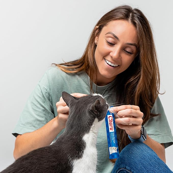 INABA Churu Cat Treats, Lickable, Squeezable Creamy Purée with Vitamin E, 0.5 Ounces per Tube, 120 Tubes Total, Chicken Variety INABA