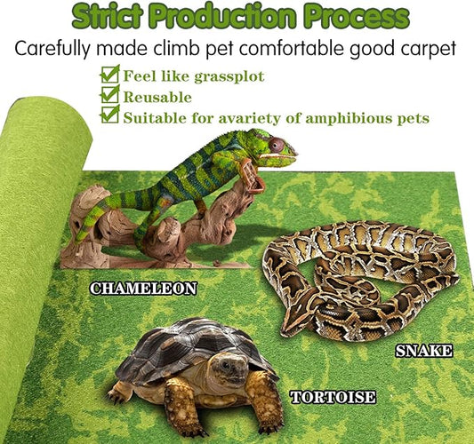 Reptile Carpet, 36 * 18in Pet Terrarium Liner,Reptiles Cage Mat/Substrate for Snakes, Chameleons, Geckos ands Kitchen Use(2sheets) with Tweezers Feeding Tongs bestchoiceforyourreptiles
