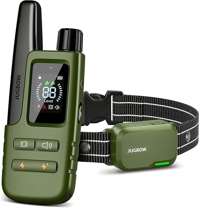 Jugbow Dog Shock Collar - 3300FT Dog Training Collar with Remote Innovative IPX7 Waterproof with 4 Training Modes, Rechargeable E-Collar for All Breeds FollowJugbowtoGetSurprise