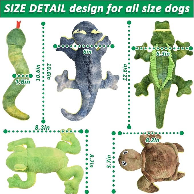 Stuffed Animal Dog Toys, 5 Pack Tough Squeaky Dog Toys, Plush Toys Assortment, Great Value Dog Toys Bundle, Woodland Series Dog Chew Toys for Large Medium and Small Dogs Puppy Pet Toys - PAWPICO