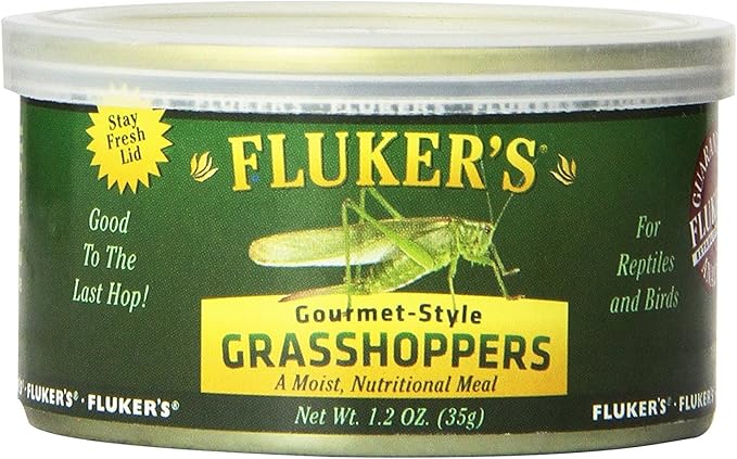 Fluker's Gourmet Canned Food for Reptiles, Fish, Birds and Small Animals, Grass Hoppers 1.2 oz Flukers