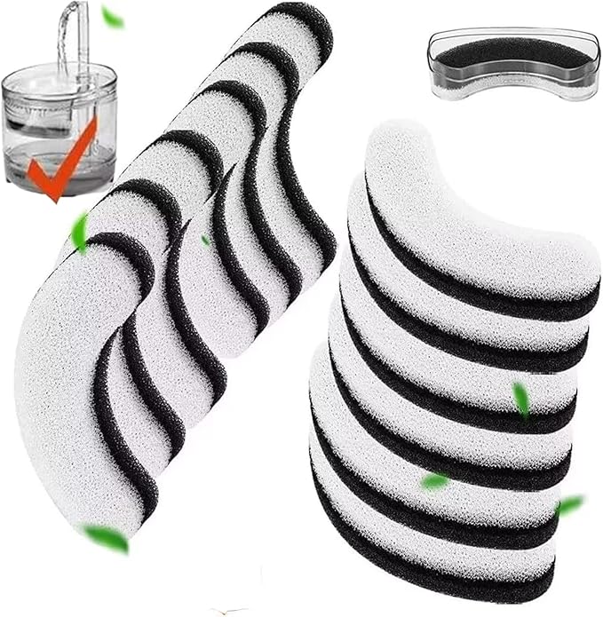 Cat Water Fountain Filters, 12 Pack Pet Replacement Foam Sponge Pre-Filters Fit for Clear Fountain, Dog Dispenser - PAWPICO