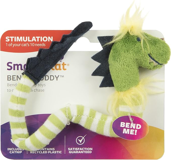 SmartyKat Bendy Buddy Bendable Catnip Cat Toy - Green, One Size - PAWPICO