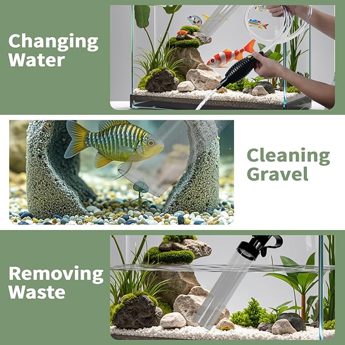 4.3ft Fish Tank Cleaner Aquarium Siphon Gravel Vacuum for Aquarium Fish Tank Changing Water Cleaning Gravel and Sand Seltomer