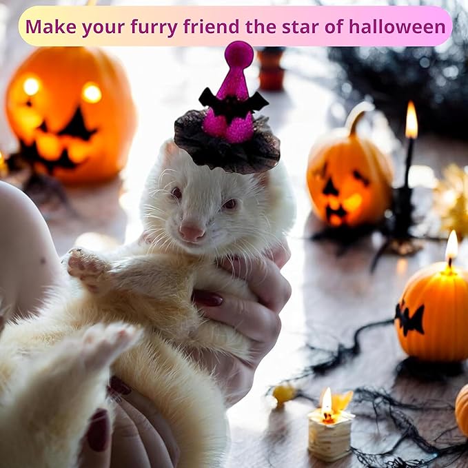 Ferret Hat with Adjustable Strap, Purple Bat Hats for Small Pet Chinchilla Squirrel Bunny Rabbit Dog, Ferret Costumes for Halloween, Guinea Pig Halloween Costume, Ferrets Accessories (Halloween) HomedyCrafts
