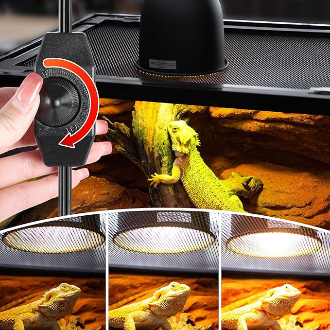 REPTI ZOO Reptile Light Fixture with Dimmable Switch,5.5 inch Deep Dome Lamp Fixture for Reptile Tank Terrarium,Optical Reflection Cover for UVB UVA Bulb Basking Heat Bulb REPTIZOO