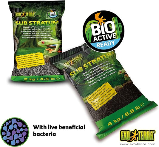 Exo Terra Sub Stratum, Bioactive Volcanic Substrate for Reptile Terrariums, Eliminates Odor, Offers Correct Moisture Levels 4.4 lb ExoTerra