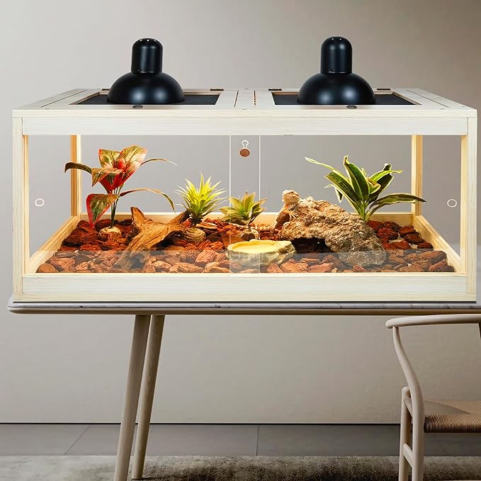 81 Gallon Terrarium, Reptile Habitat, Durable Quality, Suitable for All Types of Reptile, Hamsters, Snakes, Oak Color PROLEE