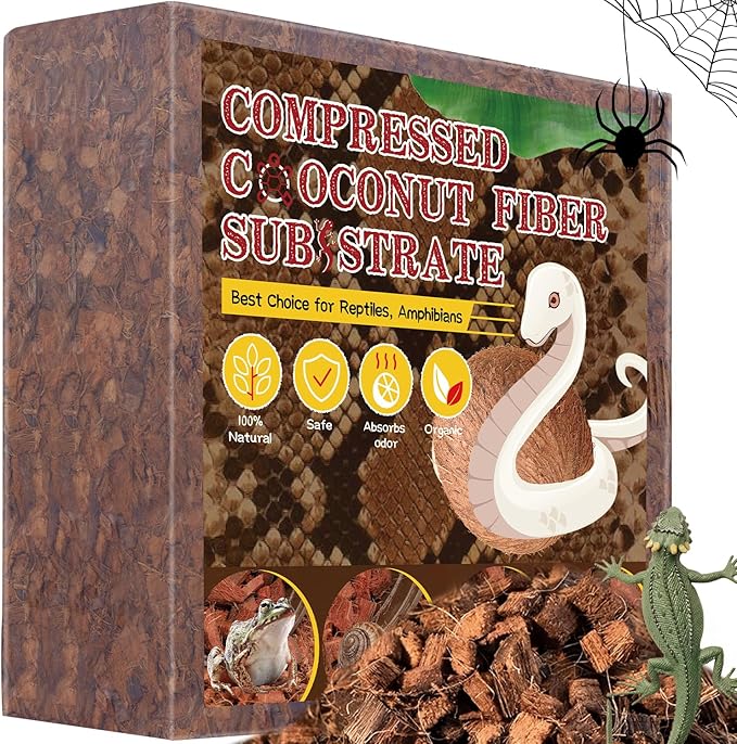 LEICHTEN 7.7LB Coconut Husk Substrate for Reptiles,56 Quart Compressed Coconut Fiber Chips Bearded Dragon Leopard Gecko Snake Bedding Ball Python Tank Accessories LEICHTEN