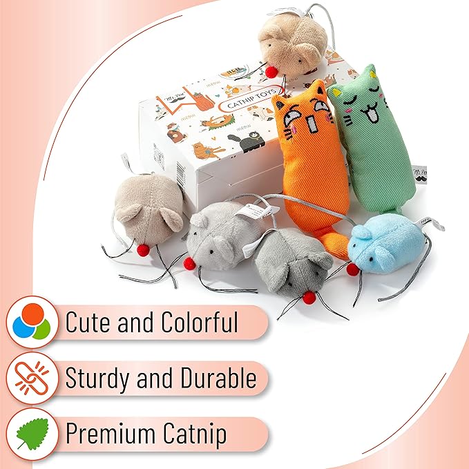 Mr. Pen- Catnip Toys, 7 Pcs, Mouse Cat Toy, Catnip Toys for Indoor Cats, Cat Nip Toys, Catnip Toys for Cats, Mouse Toy for Cats, Cat Toy Mouse, Cat Toys Mice - PAWPICO