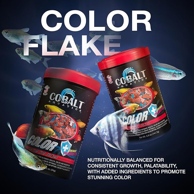 Cobalt Aquatics Color Enhancing Blue Flakes with Probiotics 5 oz - Ideal for All Tropical Fish - Enhances Health &Colors - Perfect for Fish Aquariums COBALTAQUATICS
