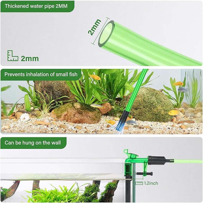 AQQA Aquarium Siphon Gravel Vacuum Fish Tank Cleaner kit,Stress Ball Python Water Changer,Extendable Length and Fixed On Fish Tank,Manually Water Changer Wash Sand (L) AQQA