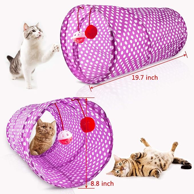 MIBOTE 28Pcs Cat Toys Kitten Toys Assorted, Cat Tunnel Catnip Fish Feather Teaser Wand Fish Fluffy Mouse Mice Balls and Bells Toys for Indoor Cat Puppy Kitty Interactive Cat Toy Set - PAWPICO