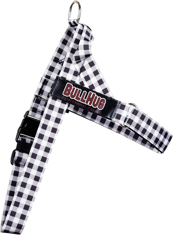 BULLHUG Harness – Made for Larger Chested Dogs Like English Bulldogs, French Bulldogs, Pugs & More. Stops Dogs from Pulling & Choking on Walks (BW Buffalo, Large) BULLHUG