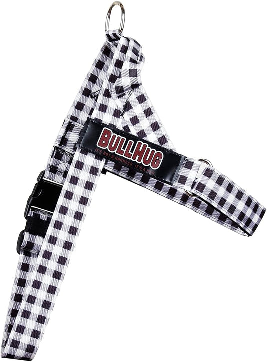 BULLHUG Harness – Made for Larger Chested Dogs Like English Bulldogs, French Bulldogs, Pugs & More. Stops Dogs from Pulling & Choking on Walks (BW Buffalo, Large) BULLHUG
