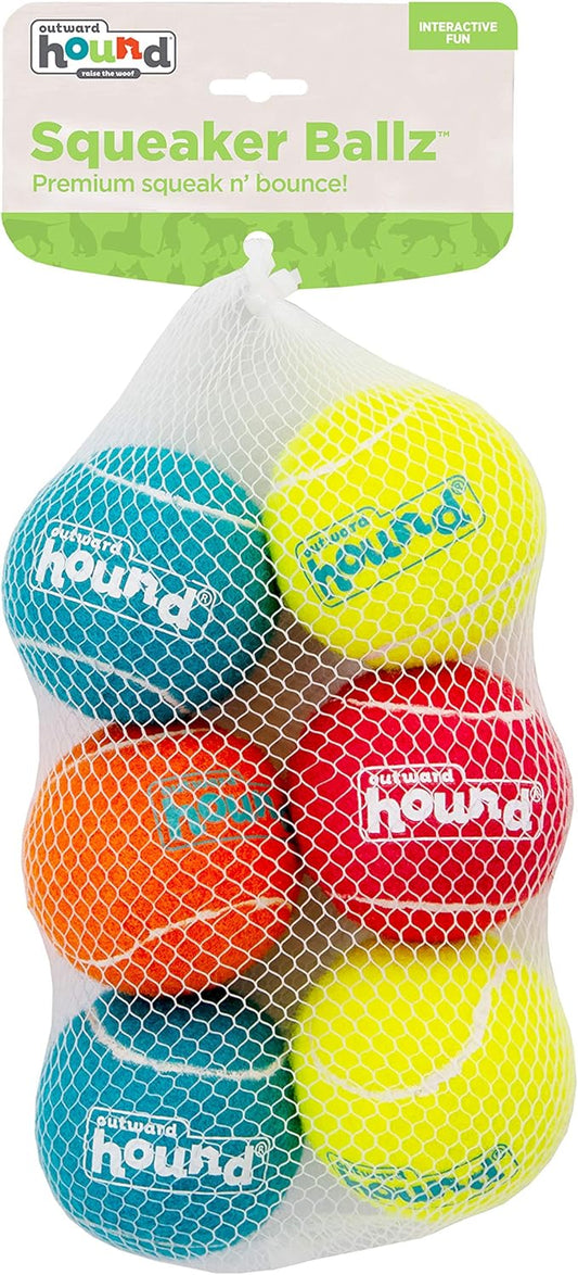Outward Hound Squeaker Ballz Fetch Dog Toy, Medium, 6-Pack - PAWPICO