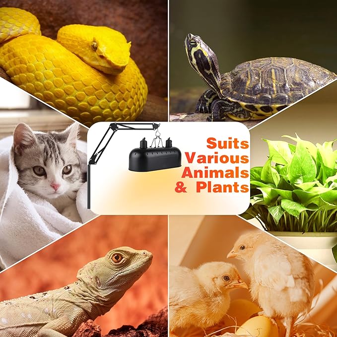 Reptile Heat Lamp Stand Adjustable Height 15.7inch to 67.1inch Tall With 360°Swing Arm Durable Light Fixture Stand for Bearded Dragon Puppies Turtle Chicken JUNWSHUI
