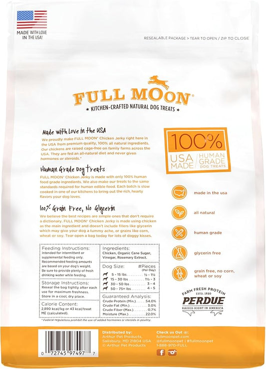 Full Moon Chicken Jerky Healthy All Natural Dog Treats Human Grade Made in USA Grain Free 12 oz - PAWPICO