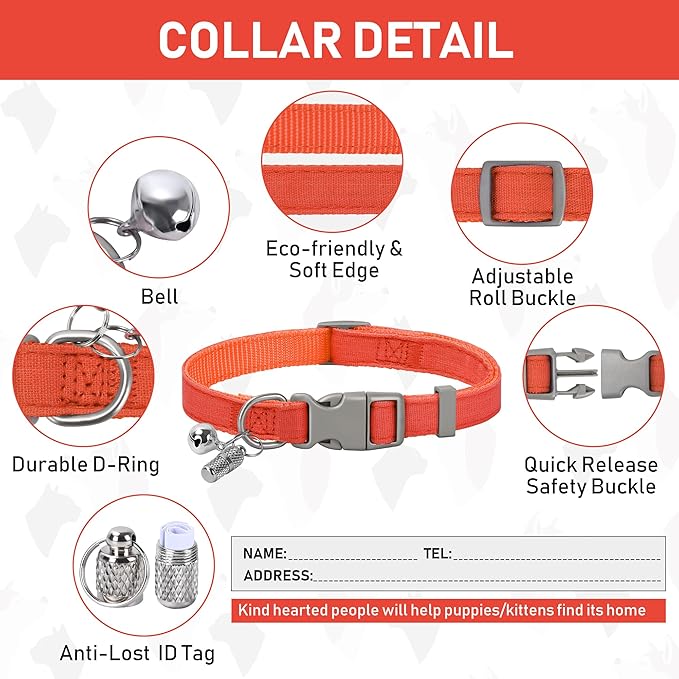 GAMUDA Small Pet Harness Collar and Leash Set, Step in No Chock No Pull Linen Fabric Soft Mesh Dog Vest Harnesses Reflective for Dogs Puppy Cats Kitten Rabbit (Orange, S) GAMUDACollarsCollection