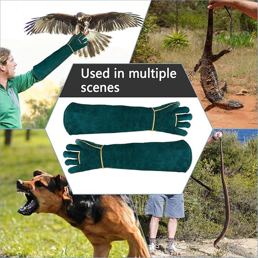 Animal Handling Gloves Bite Proof with 40inch Collapsible Snake Hook,Suitable for Falcon Dog Cat Bird Reptile Snake Surfante